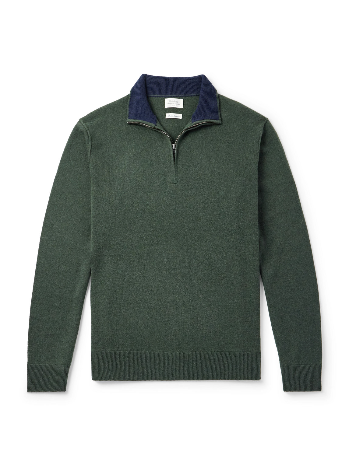 Hartford Wool And Cashmere-blend Half-zip Sweater In Green