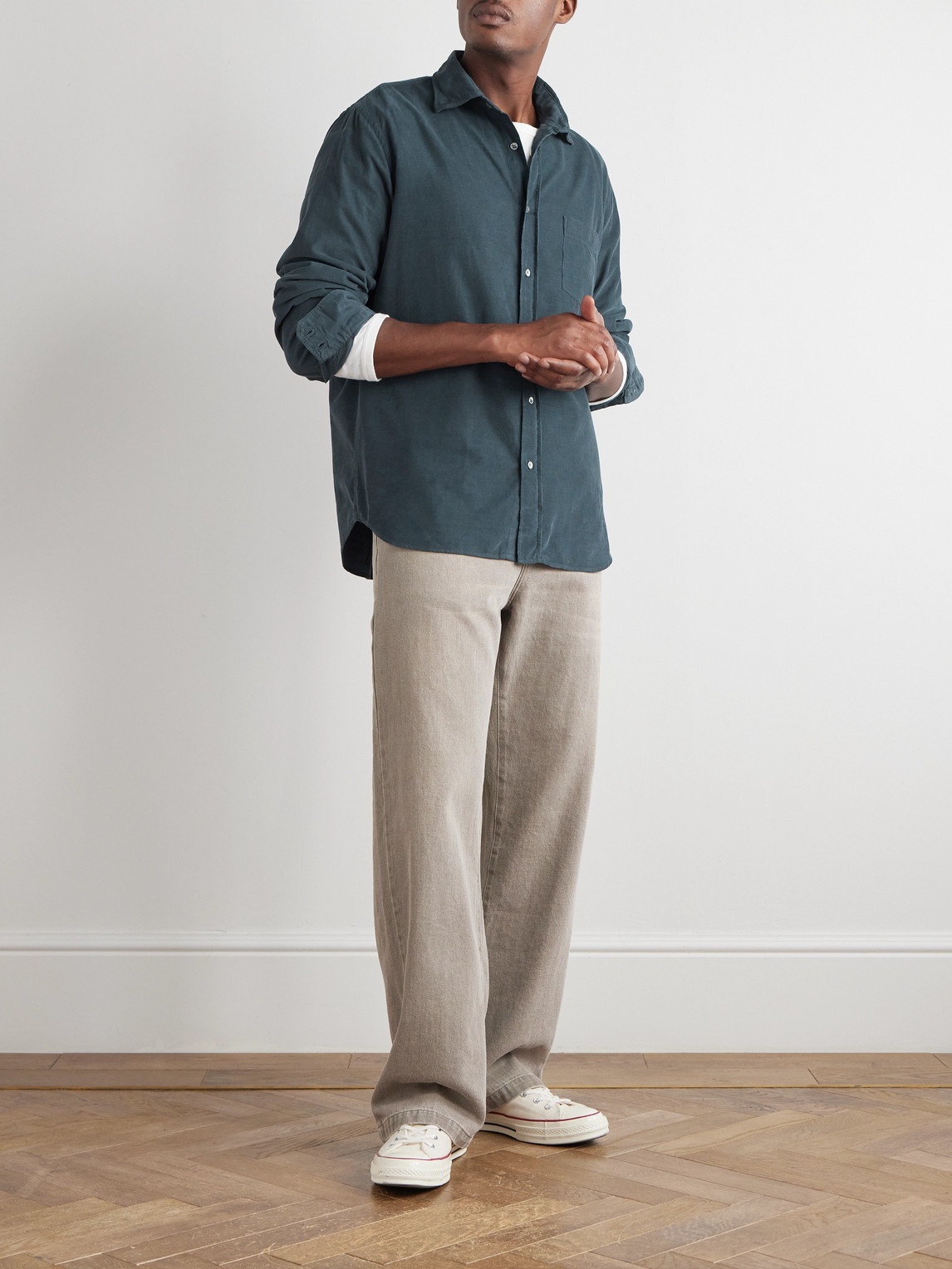 Hartford Paul Cotton-corduroy Shirt In Green