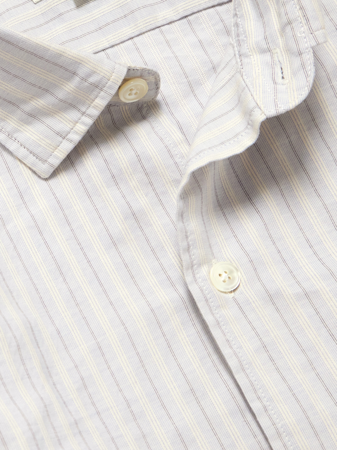 Hartford Patt Striped Cotton Shirt In Green