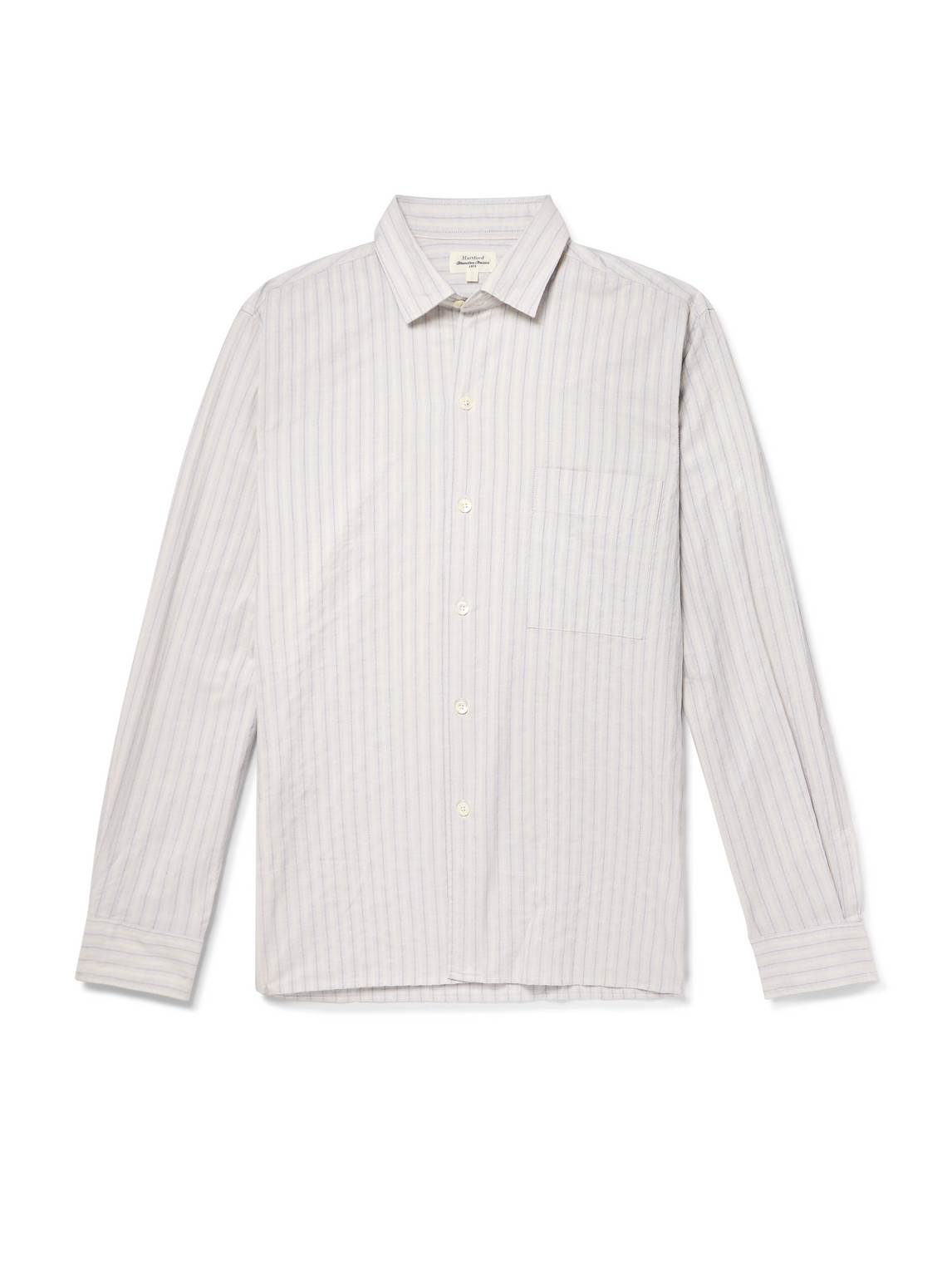 Hartford Patt Striped Cotton Shirt In Green