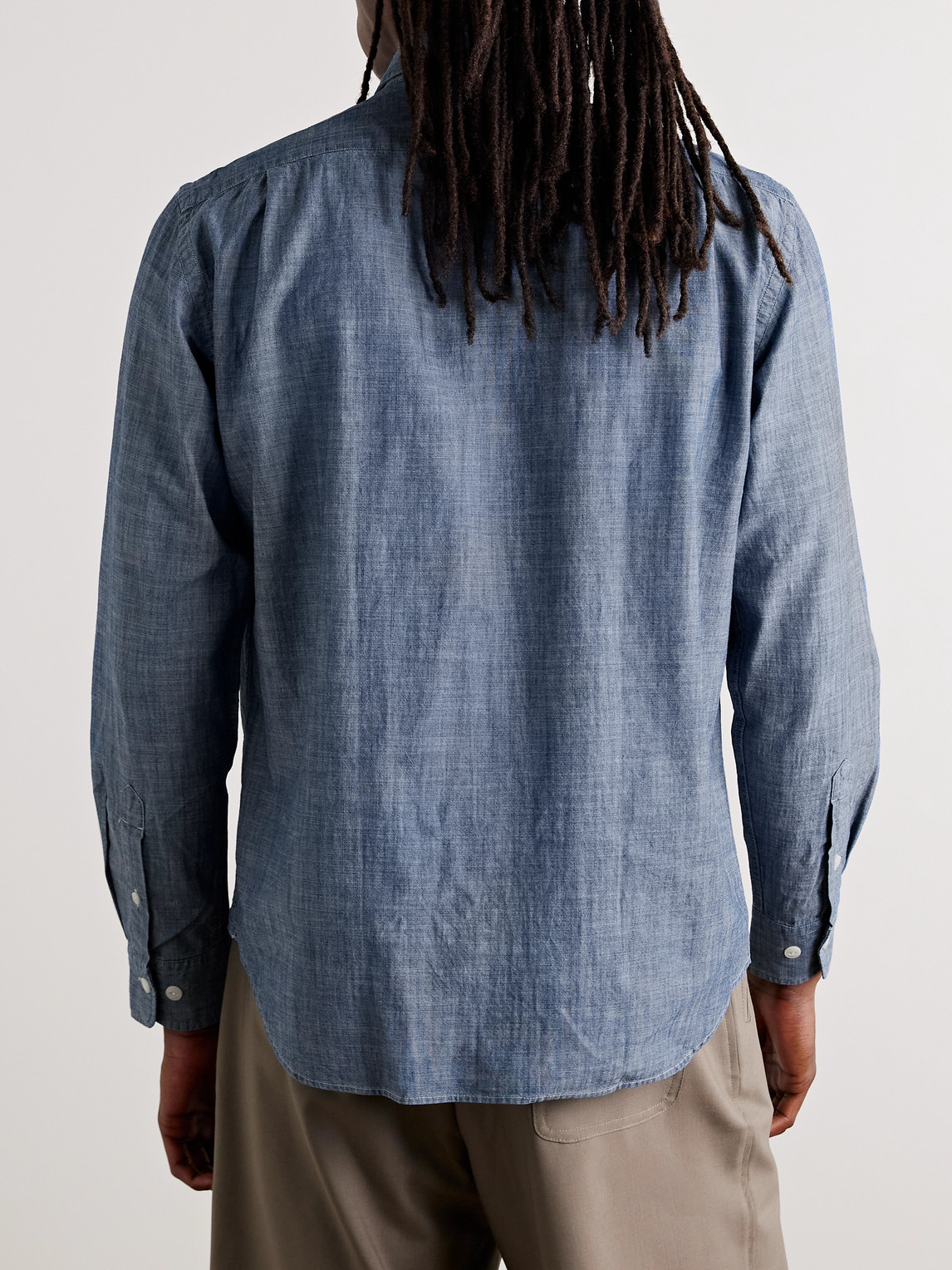 Hartford Cotton-chambray Shirt In Blue