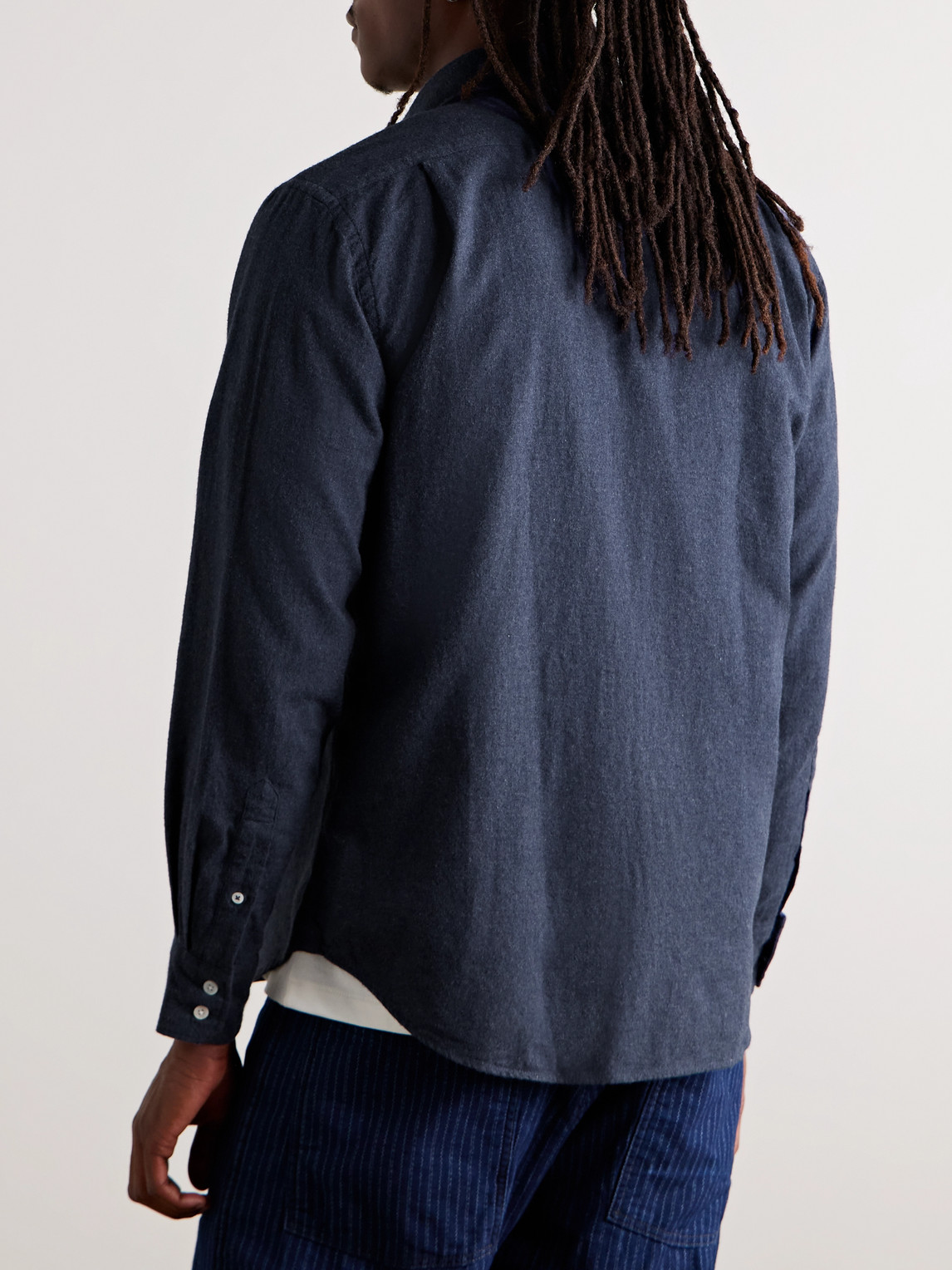 Hartford Paul Cotton-flannel Shirt In Blue