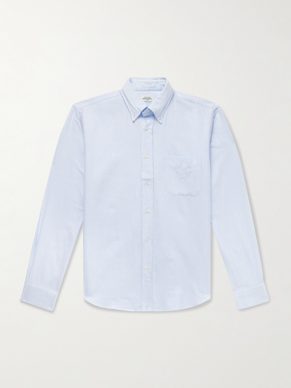 Hartford Pitt Button-down Collar Striped Cotton Shirt In Blue