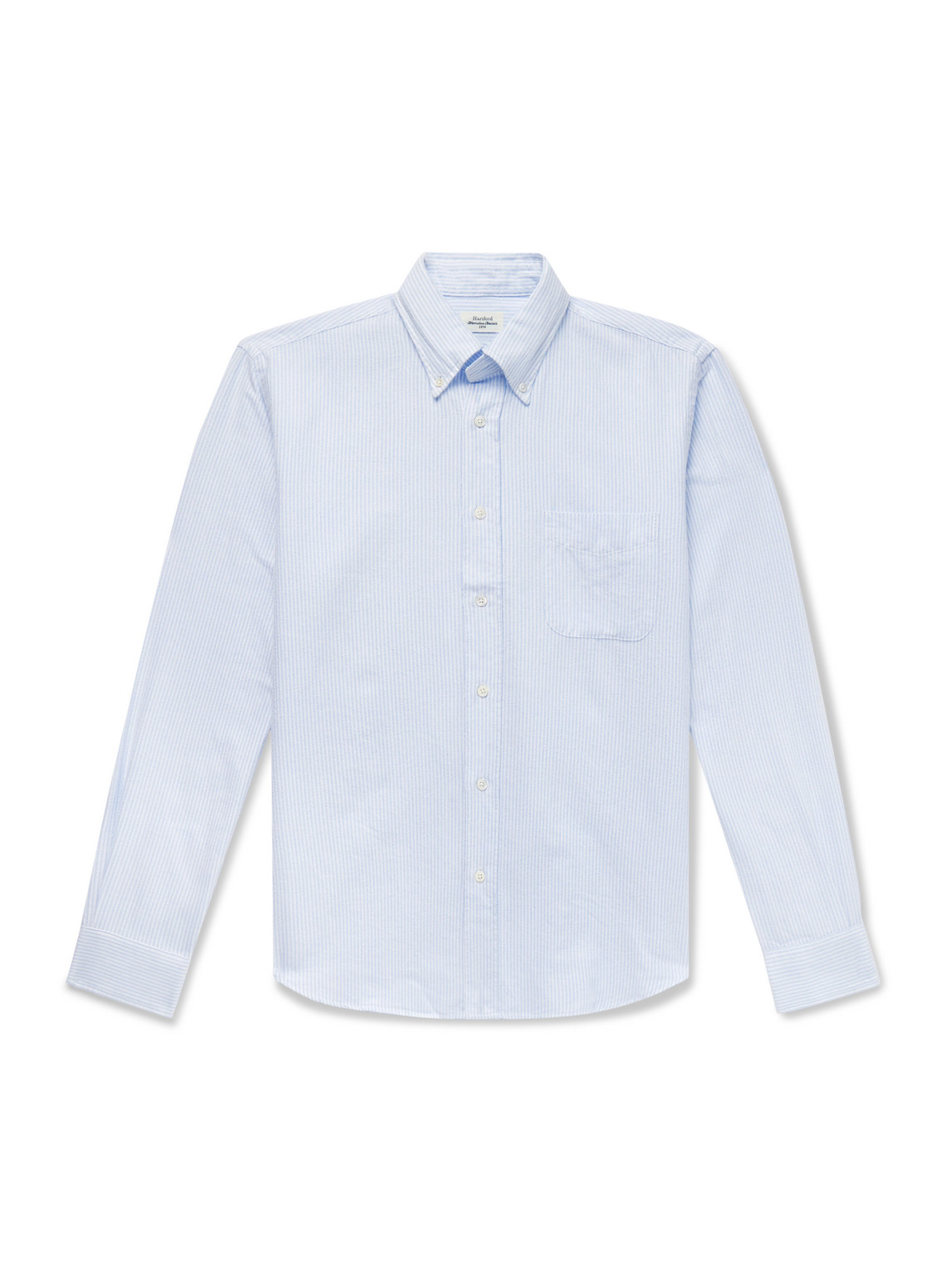 Hartford Pitt Button-down Collar Striped Cotton Shirt In Blue