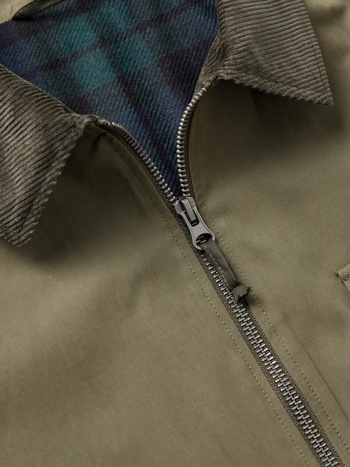 Hartford Daren Cotton-corduroy Trimmed Canvas Jacket In Green