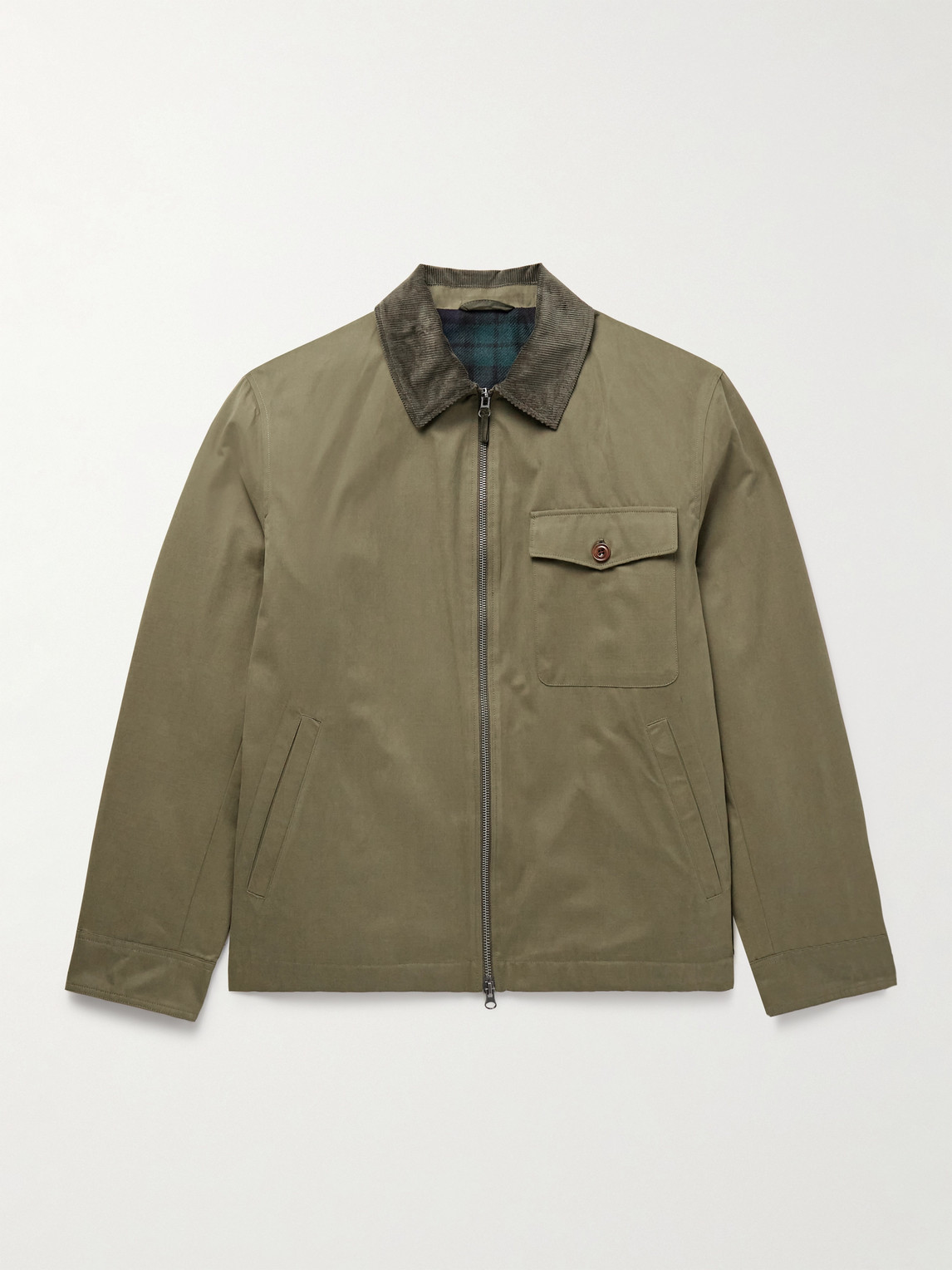 Hartford Daren Cotton-corduroy Trimmed Canvas Jacket In Green