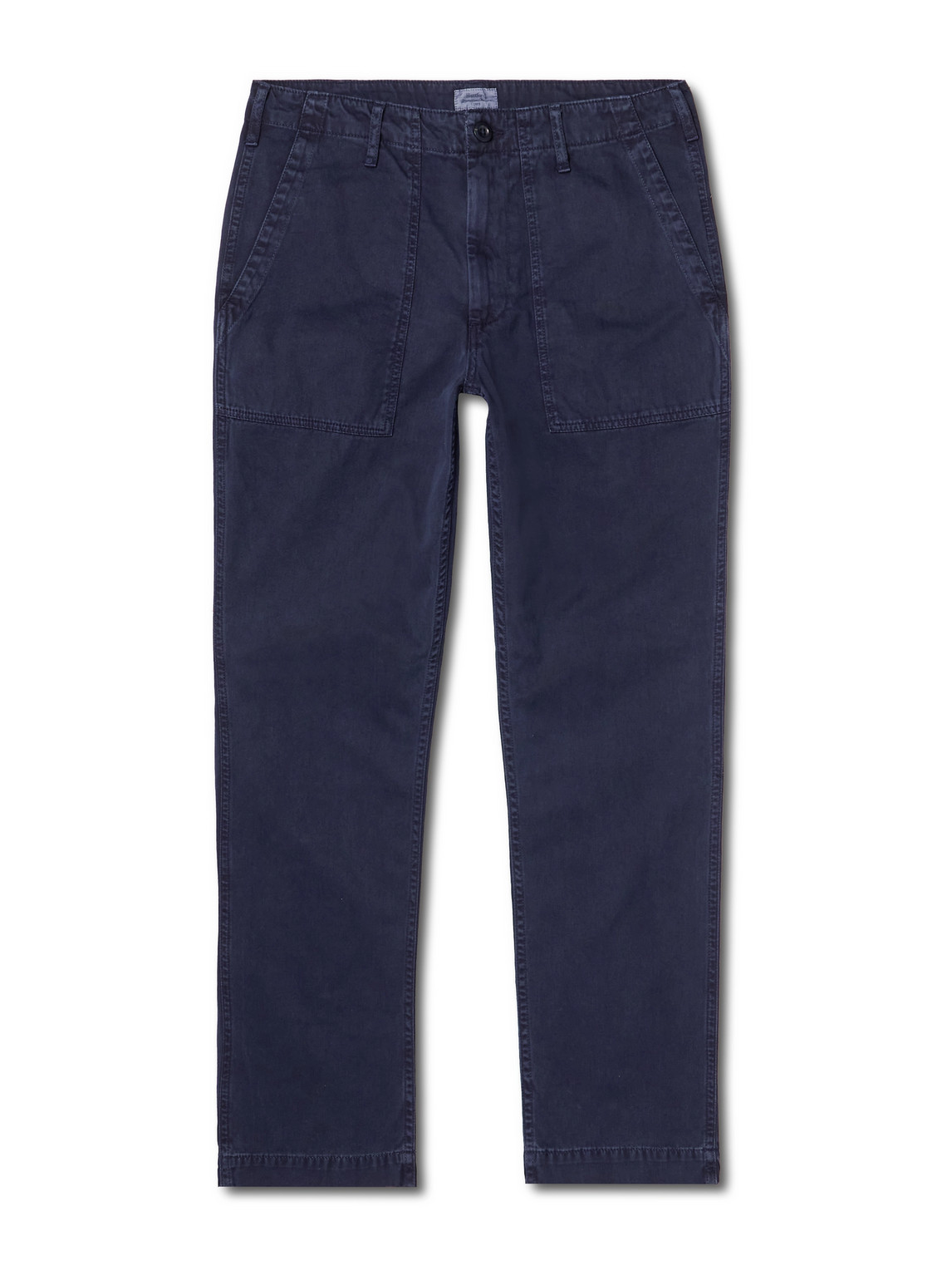 Hartford Fatigue Straight-leg Garment-dyed Herringbone Cotton-gabardine Trousers In Blue