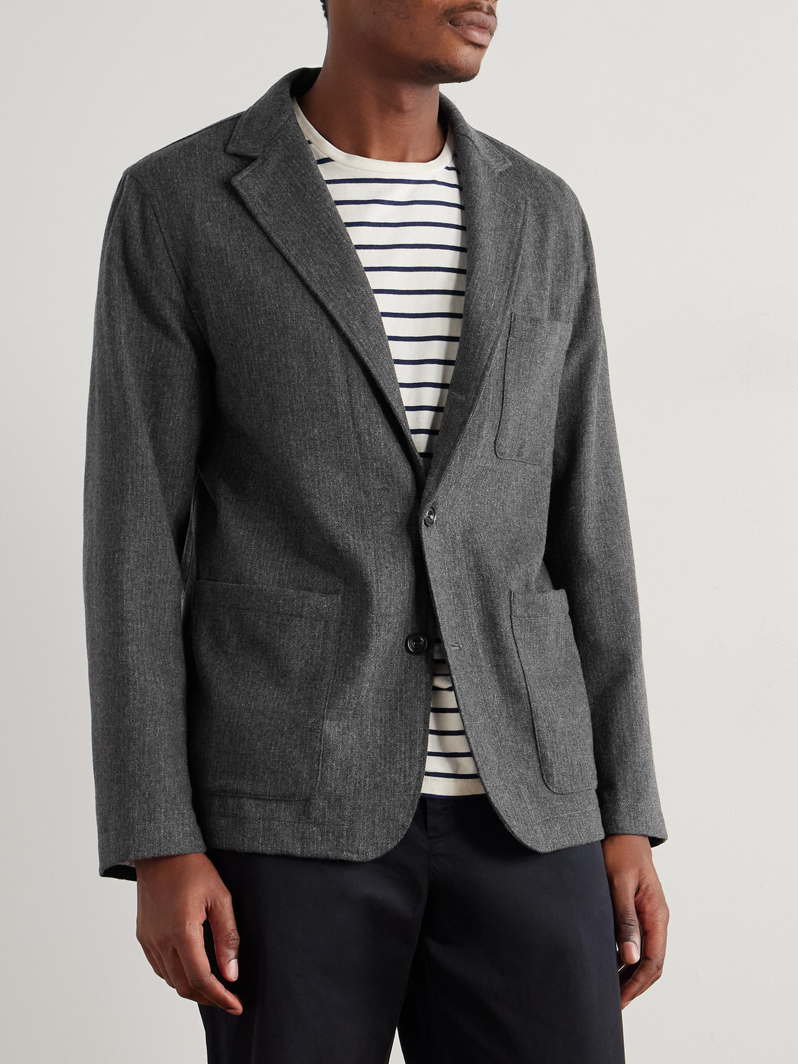Hartford Jonny Recycled Wool-blend Flannel Blazer In Gray