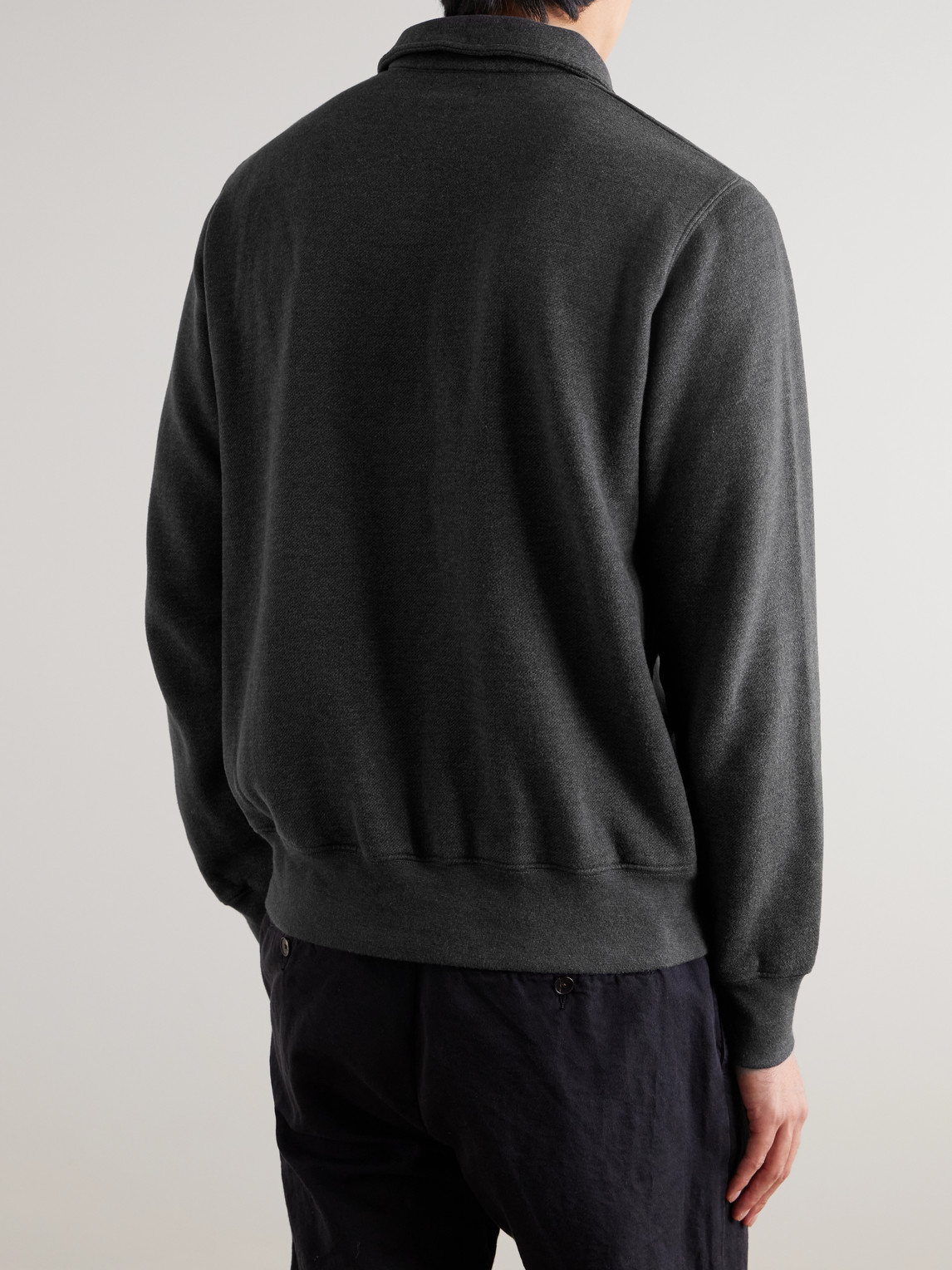 Hartford Cotton-blend Jersey Half-zip Sweatshirt In Gray