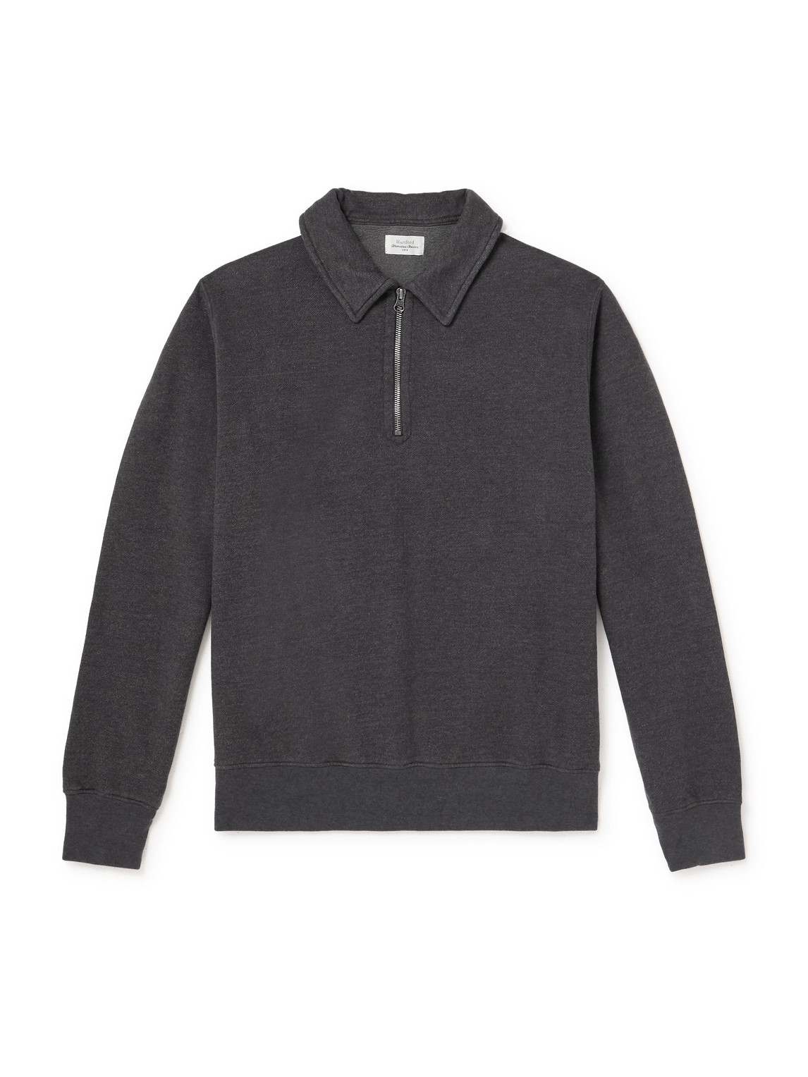 Hartford Cotton-blend Jersey Half-zip Sweatshirt In Gray