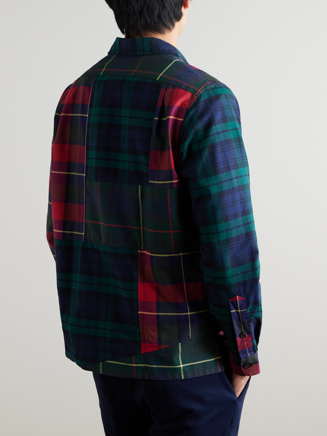 Polo Ralph Lauren Patchwork Checked Cotton-flannel Shirt In Blue