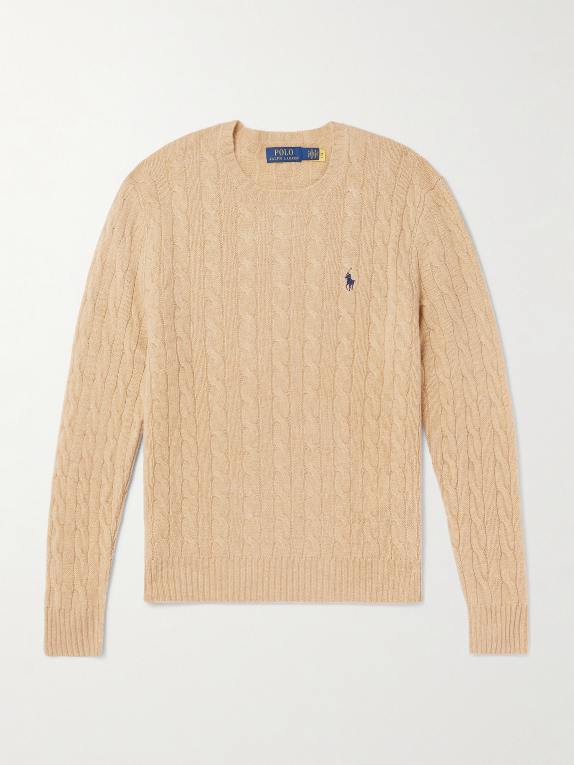 Polo Ralph Lauren Logo-Embroidered Cable-Knit Wool and Cashmere-Blend Sweateren