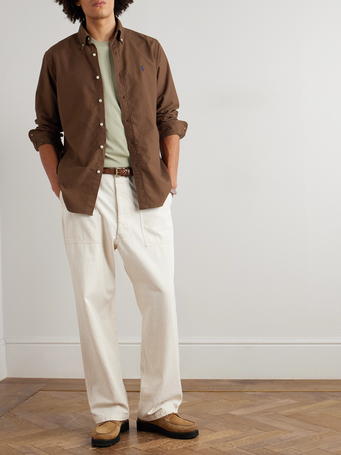 Polo Ralph Lauren Long Sleeve Sport Shirt In Brown