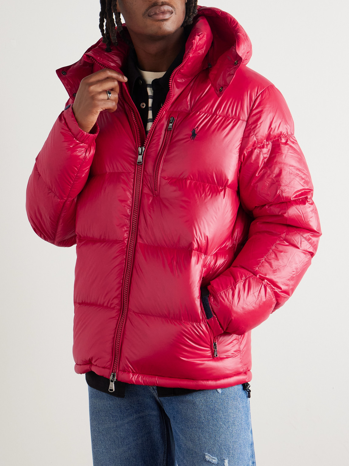 Polo Ralph Lauren Logo-embroidered Quilted Recycled-shell Hooded Down Jacket In Pink