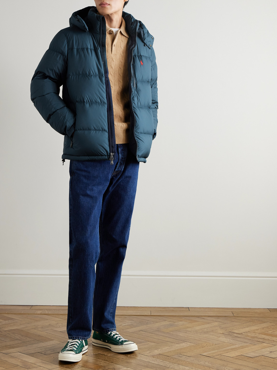 Polo Ralph Lauren Gorham Water-repellent Ripstop Fabric Down Jacket Clothing In Blue