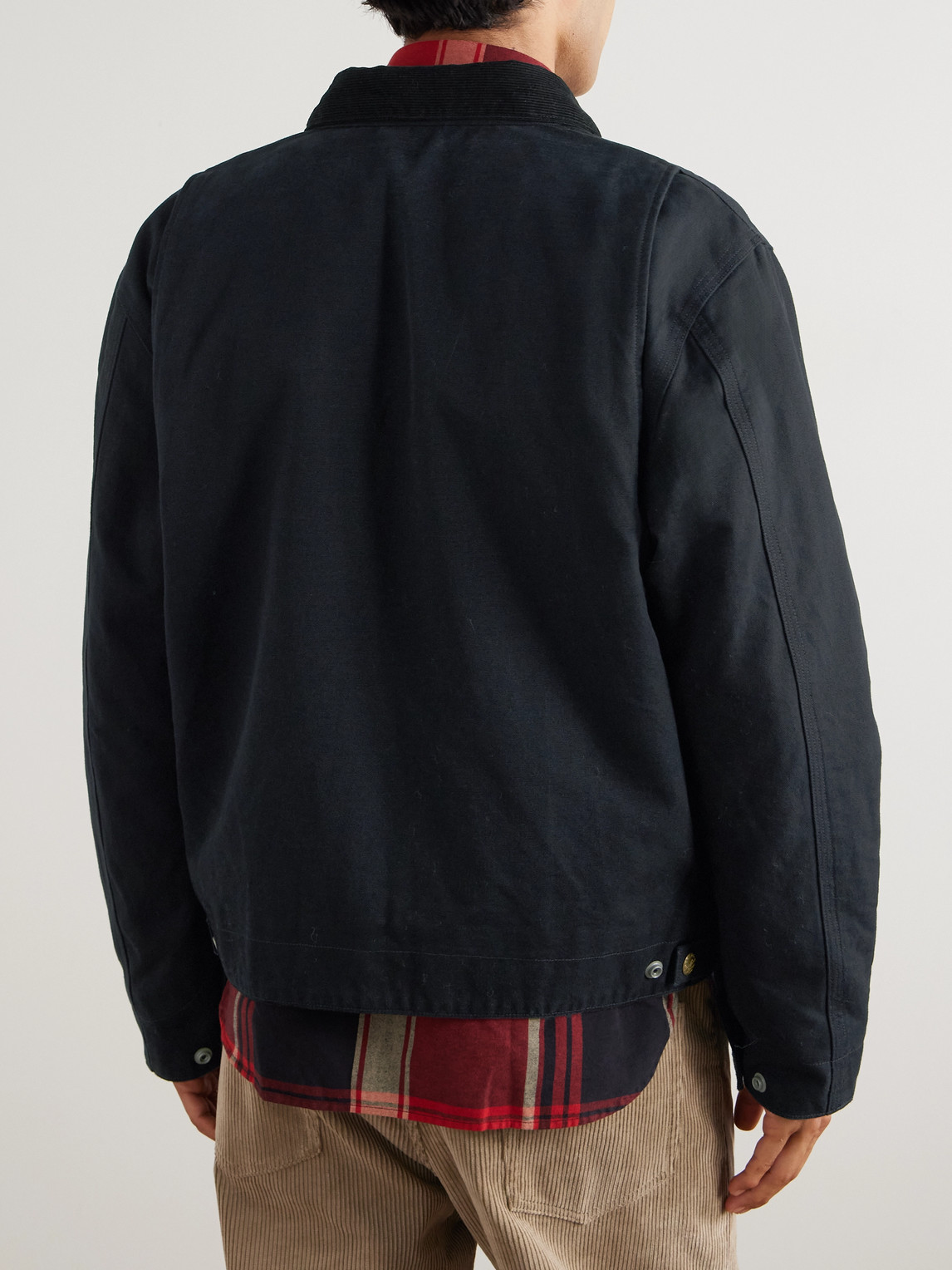 Polo Ralph Lauren Logo-appliquéd Corduroy-trimmed Padded Cotton-canvas Field Jacket In Black