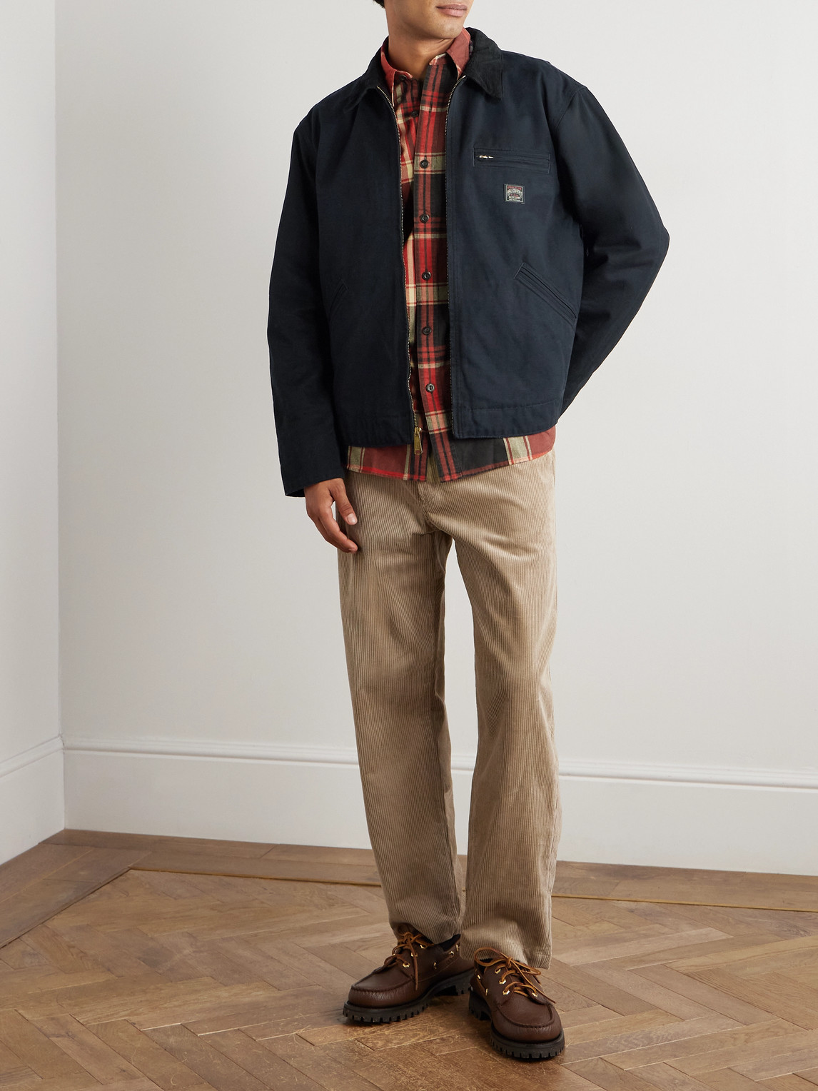 Polo Ralph Lauren Logo-appliquéd Corduroy-trimmed Padded Cotton-canvas Field Jacket In Black