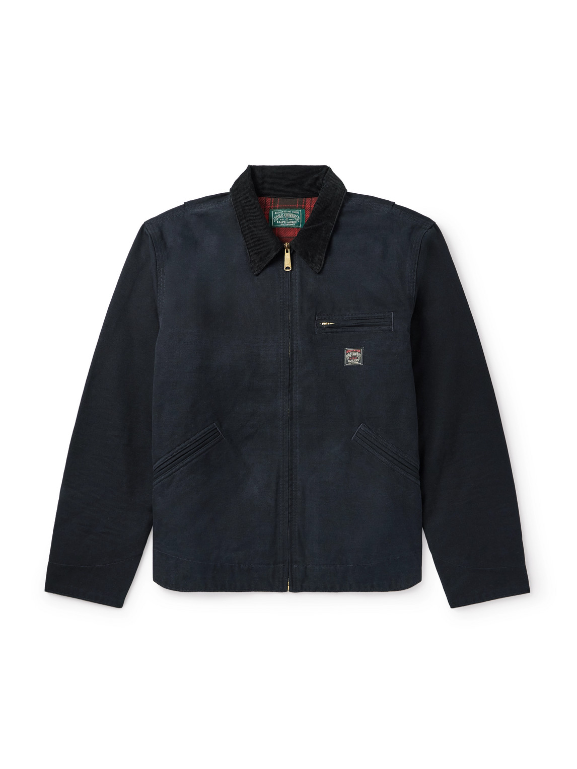 Polo Ralph Lauren Logo-appliquéd Corduroy-trimmed Padded Cotton-canvas Field Jacket In Black