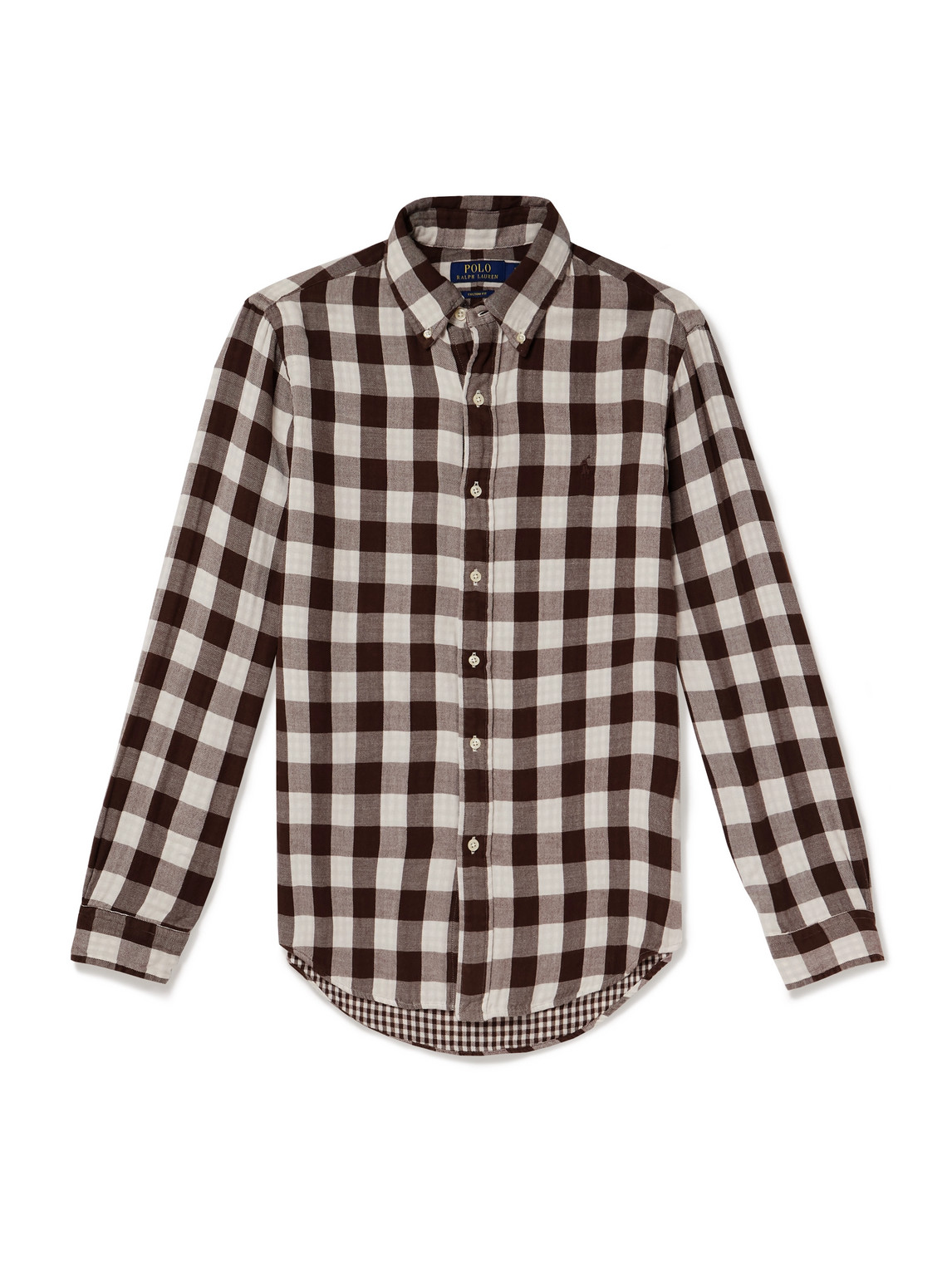 Polo Ralph Lauren Button-down Collar Logo-embroidered Checked Cotton Shirt In Brown