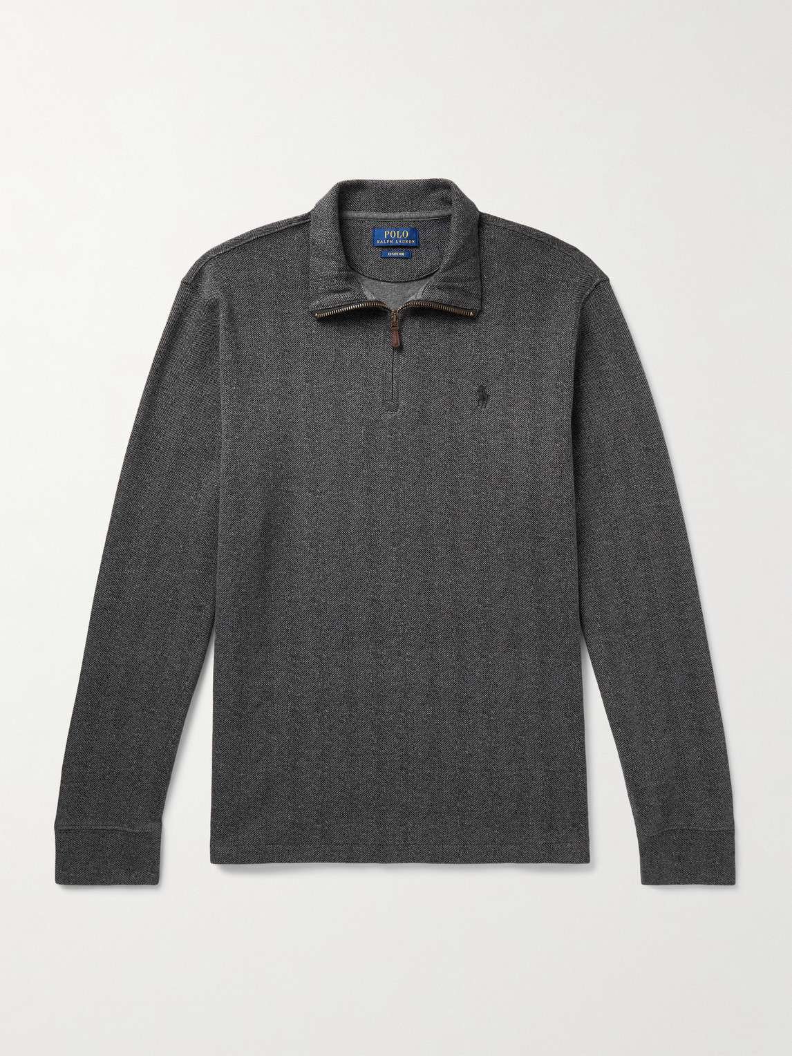 Polo Ralph Lauren Logo-Embroidered Herringbone Cotton Half-Zip weatshirt - Men