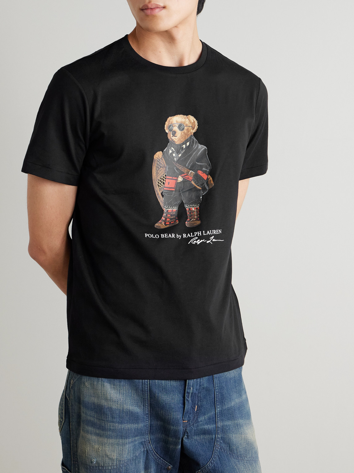 Polo Ralph Lauren Printed Cotton-jersey T-shirt In Black