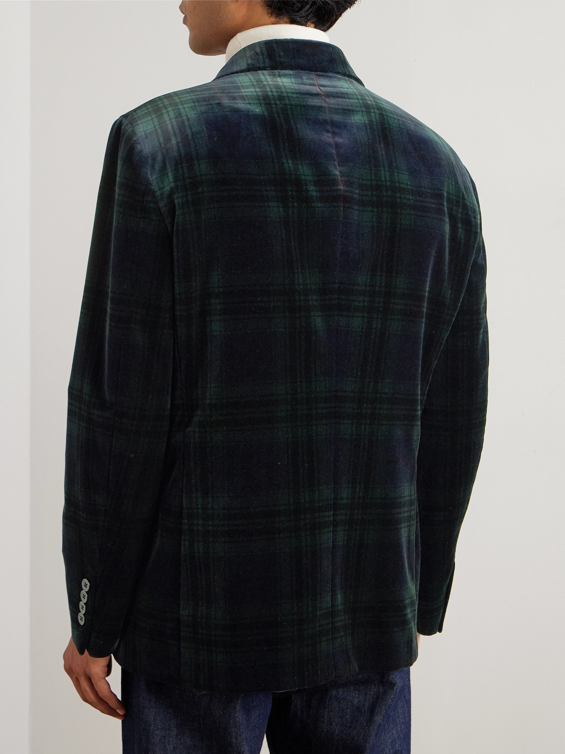 Polo Ralph Lauren Double-breasted Checked Cotton-velvet Blazer In Multi