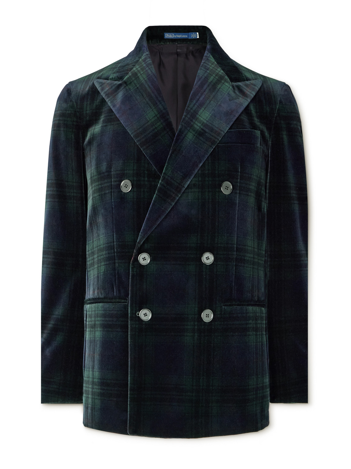 Polo Ralph Lauren Double-breasted Checked Cotton-velvet Blazer In Multi
