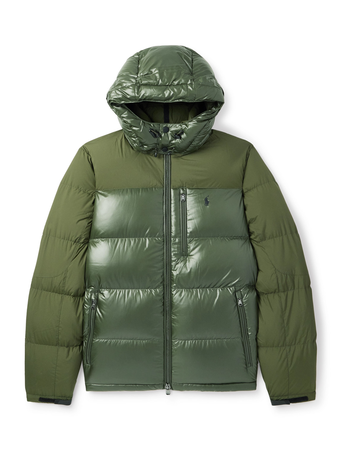 Polo Ralph Lauren The Gorham Twill-trimmed Quilted Glossed Recycled-shell Hooded Down Jacket In Green
