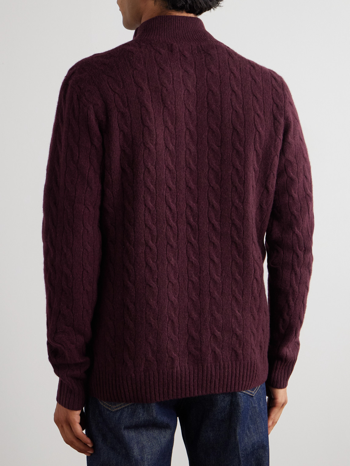  Polo Ralph Lauren - Logo-embroidered Cable-knit Wool And Cashmere-blend Half-zip Sweater - Men - Red - L 