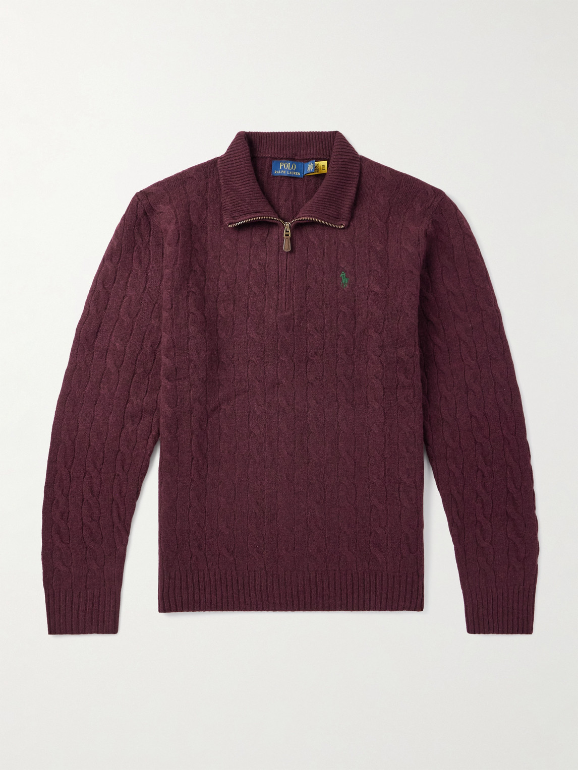 Polo Ralph Lauren Logo-Embroidered Cable-Knit Wool and Cashmere-Blend Half-Zip Sweater - Men
