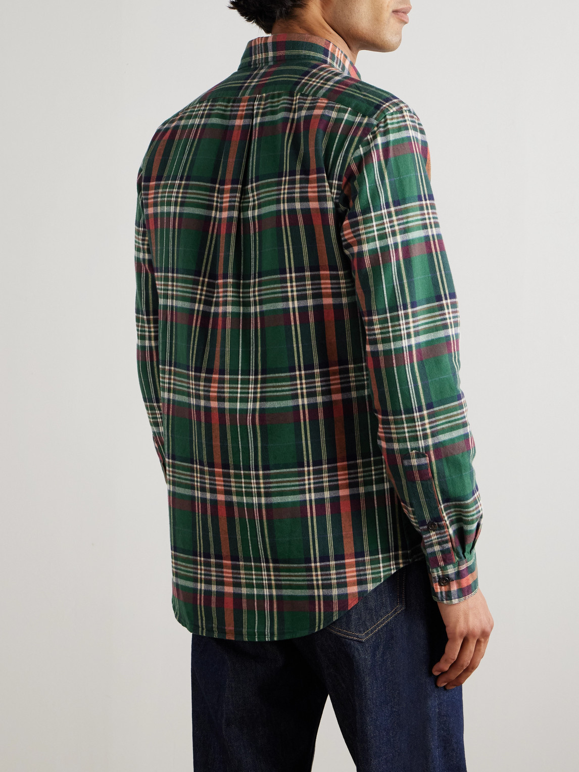 Polo Ralph Lauren Button-down Collar Checked Cotton Oxford Shirt In Green