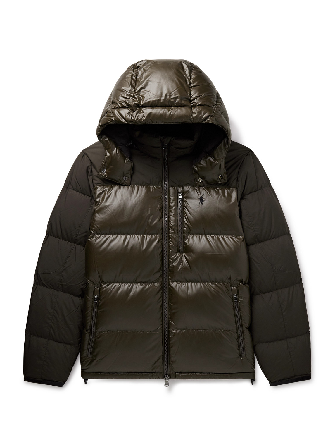 Polo Ralph Lauren The Gorham Twill-trimmed Quilted Glossed-shell Hooded Down Jacket In Green