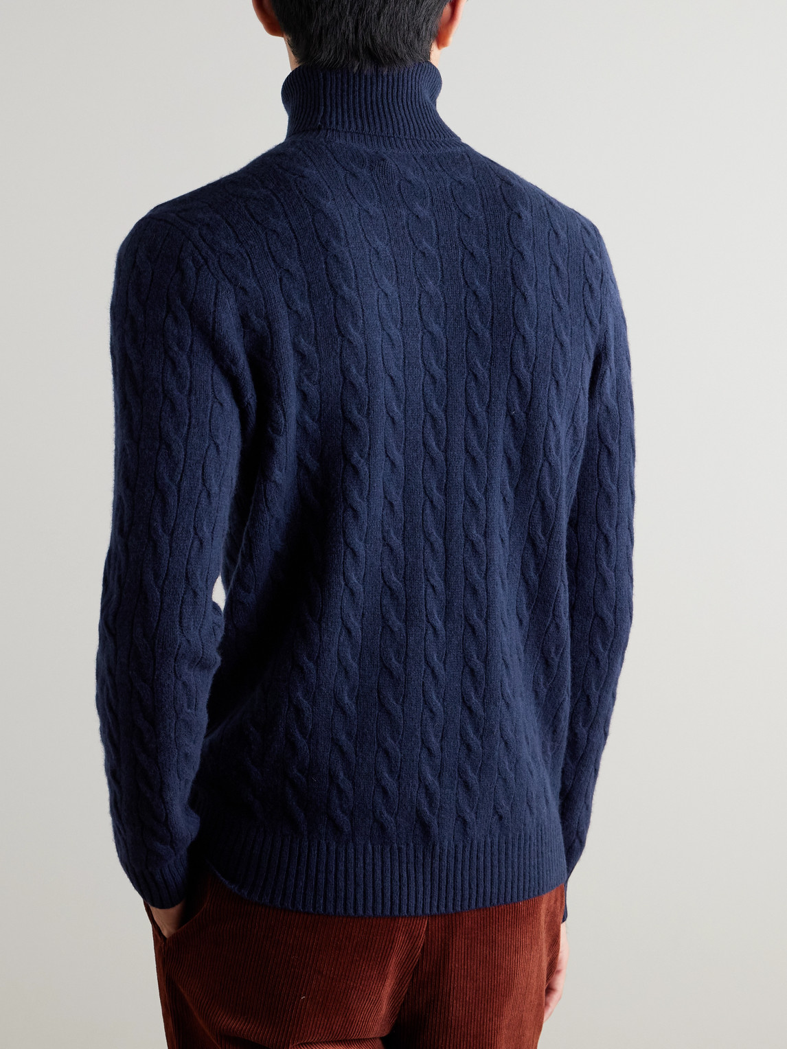  Polo Ralph Lauren - Logo-embroidered Cable-knit Wool And Cashmere-blend Rollneck Sweater - Men - Blue - Xs 