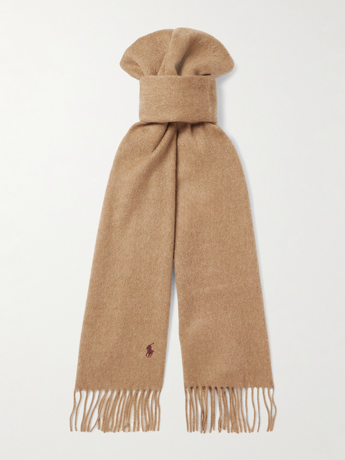 Fringed Logo-Embroidered Cashmere Scarf