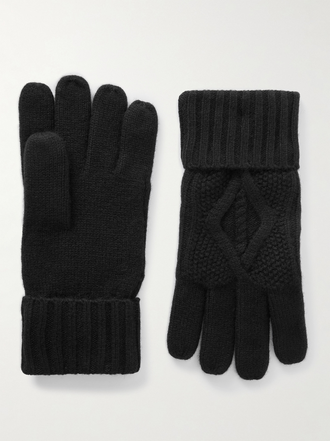 Cable-Knit Wool and Cashmere-Blend Gloves