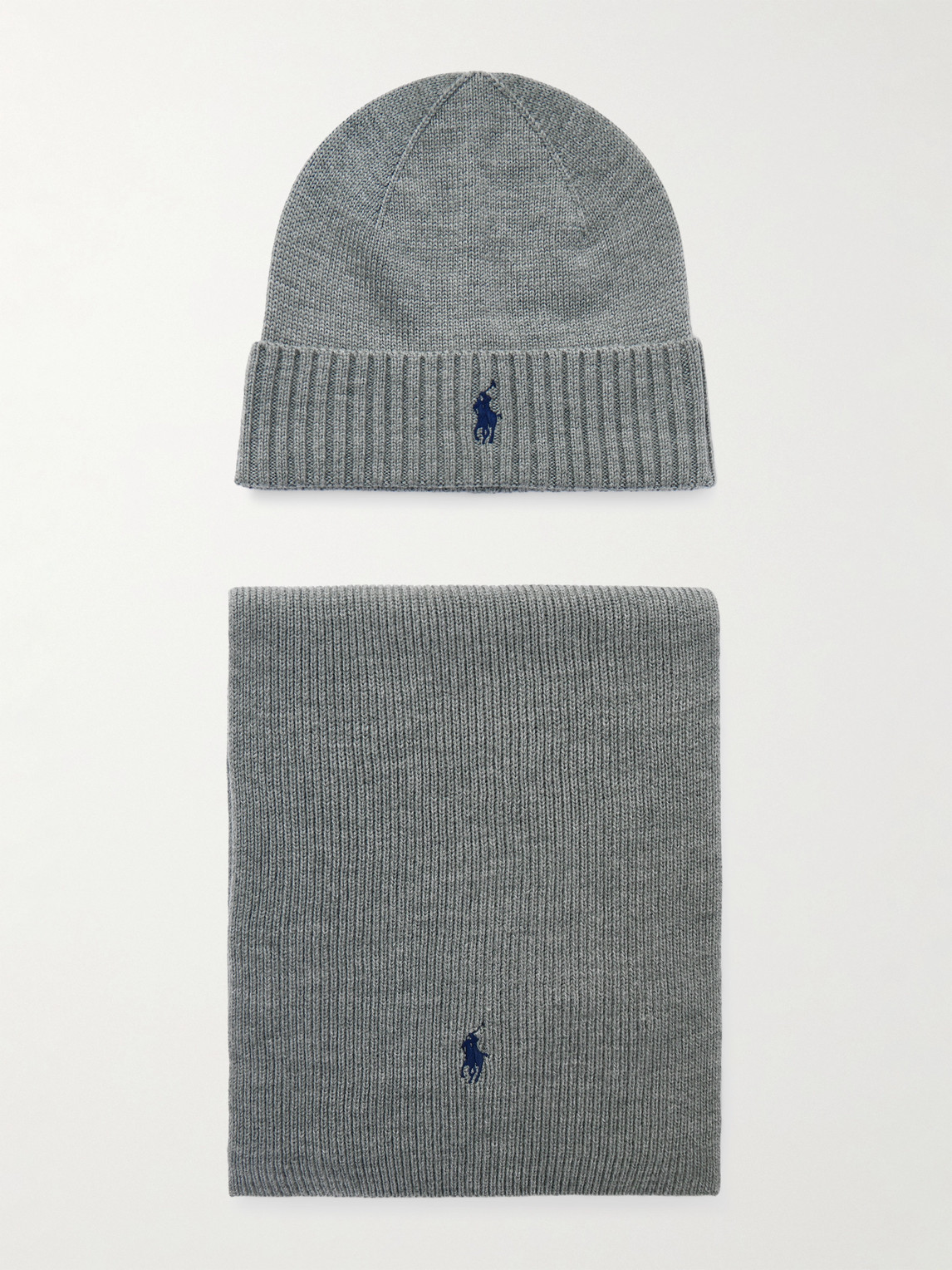 Polo Ralph Lauren Logo-Embroidered Ribbed Wool Beanie and Scarf Set - Men