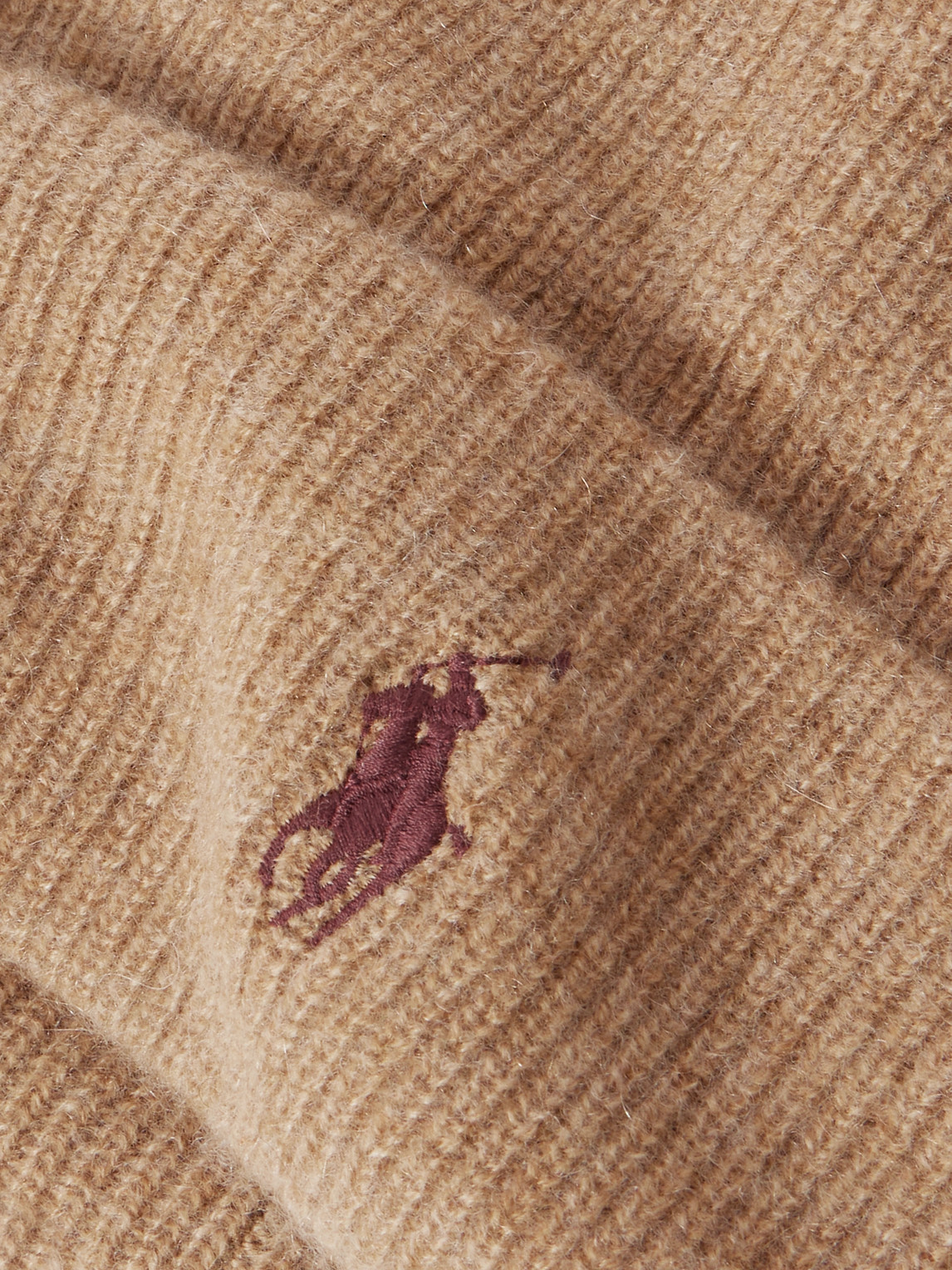 Polo Ralph Lauren Logo-embroidered Ribbed Cashmere Beanie In Brown