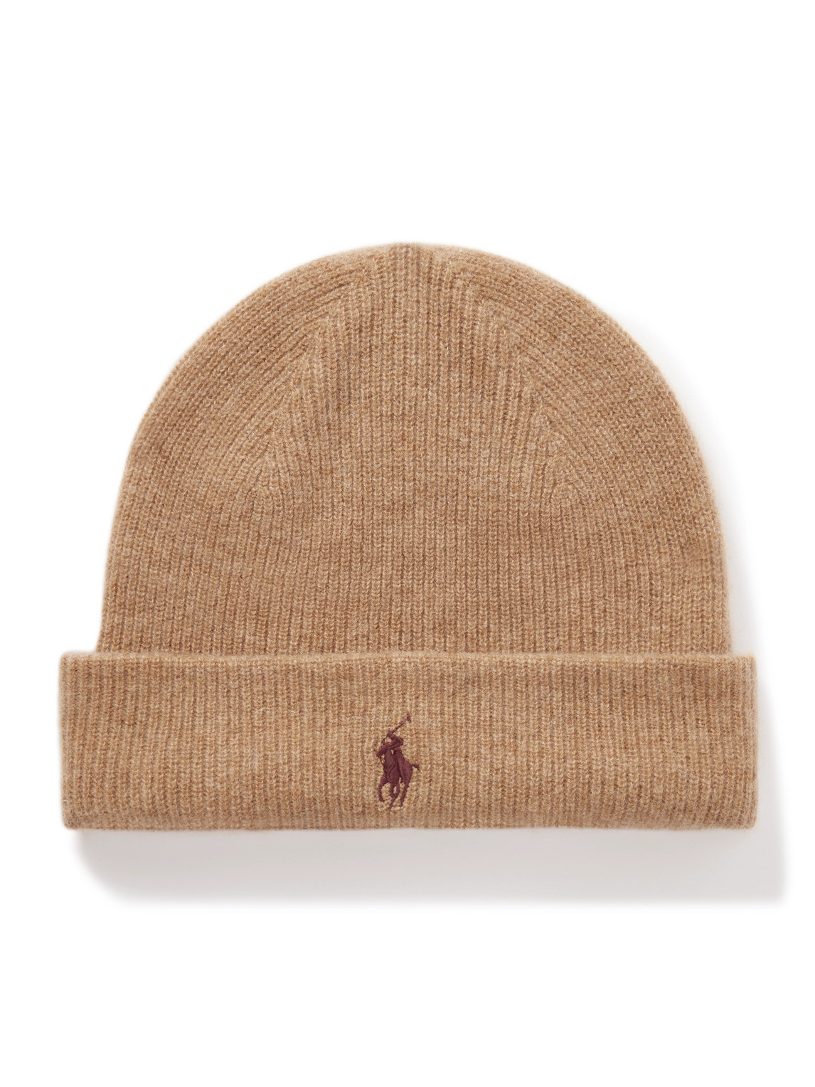 Polo Ralph Lauren Logo-embroidered Ribbed Cashmere Beanie In Brown