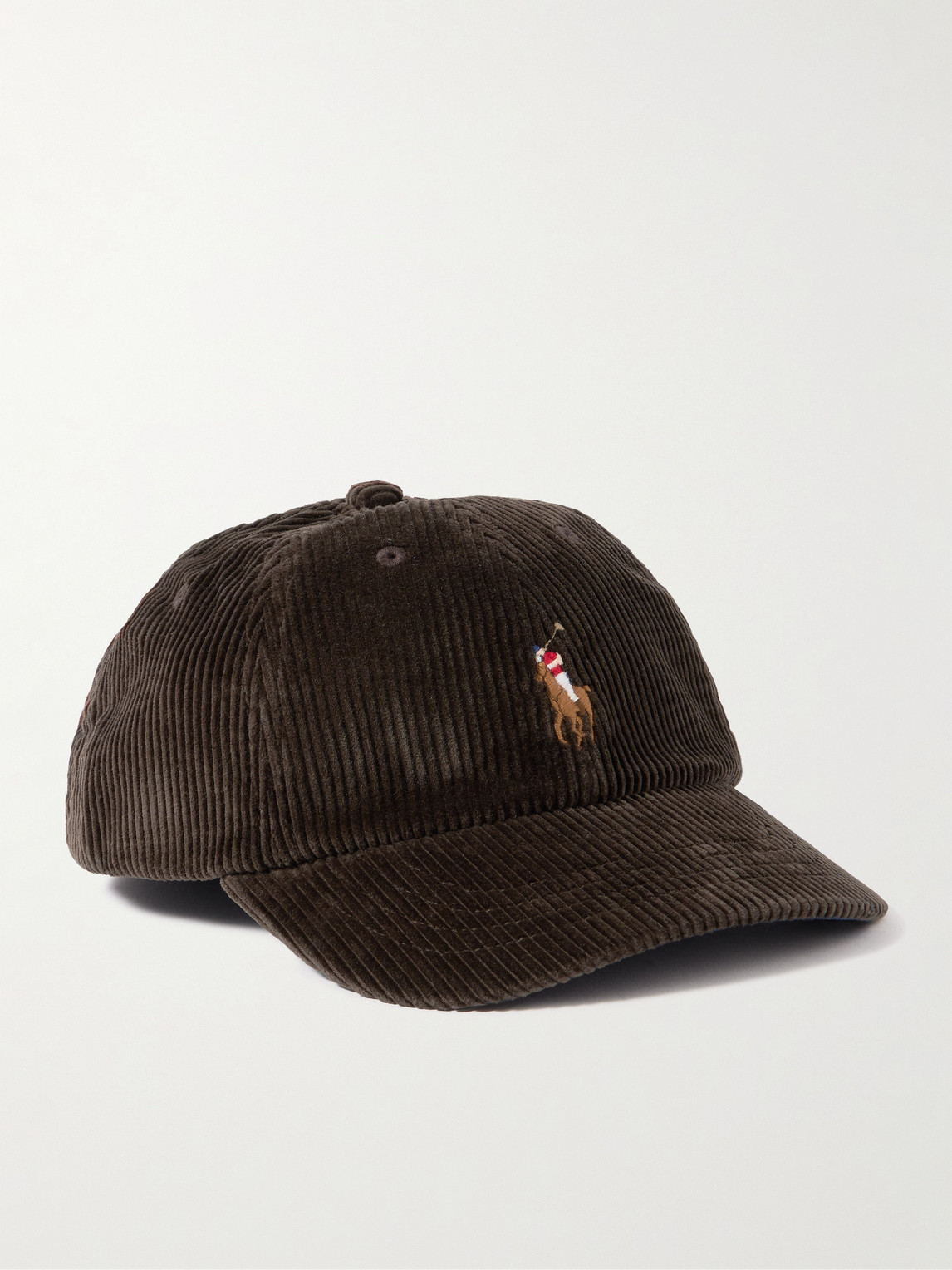 Polo Ralph Lauren Full-Grain Leather-Trimmed Logo-Embroidered Cotton-Corduroy Baseball Cap - Men