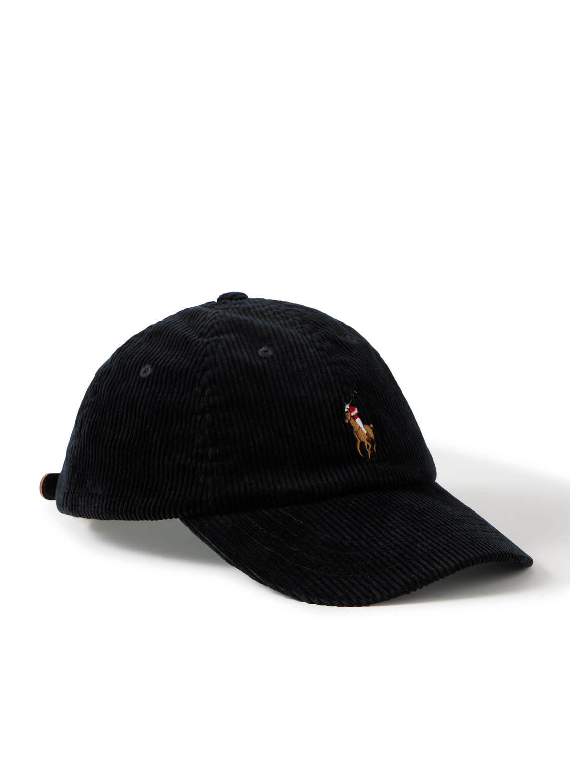Full-Grain Leather-Trimmed Logo-Embroidered Cotton-Corduroy Baseball Cap