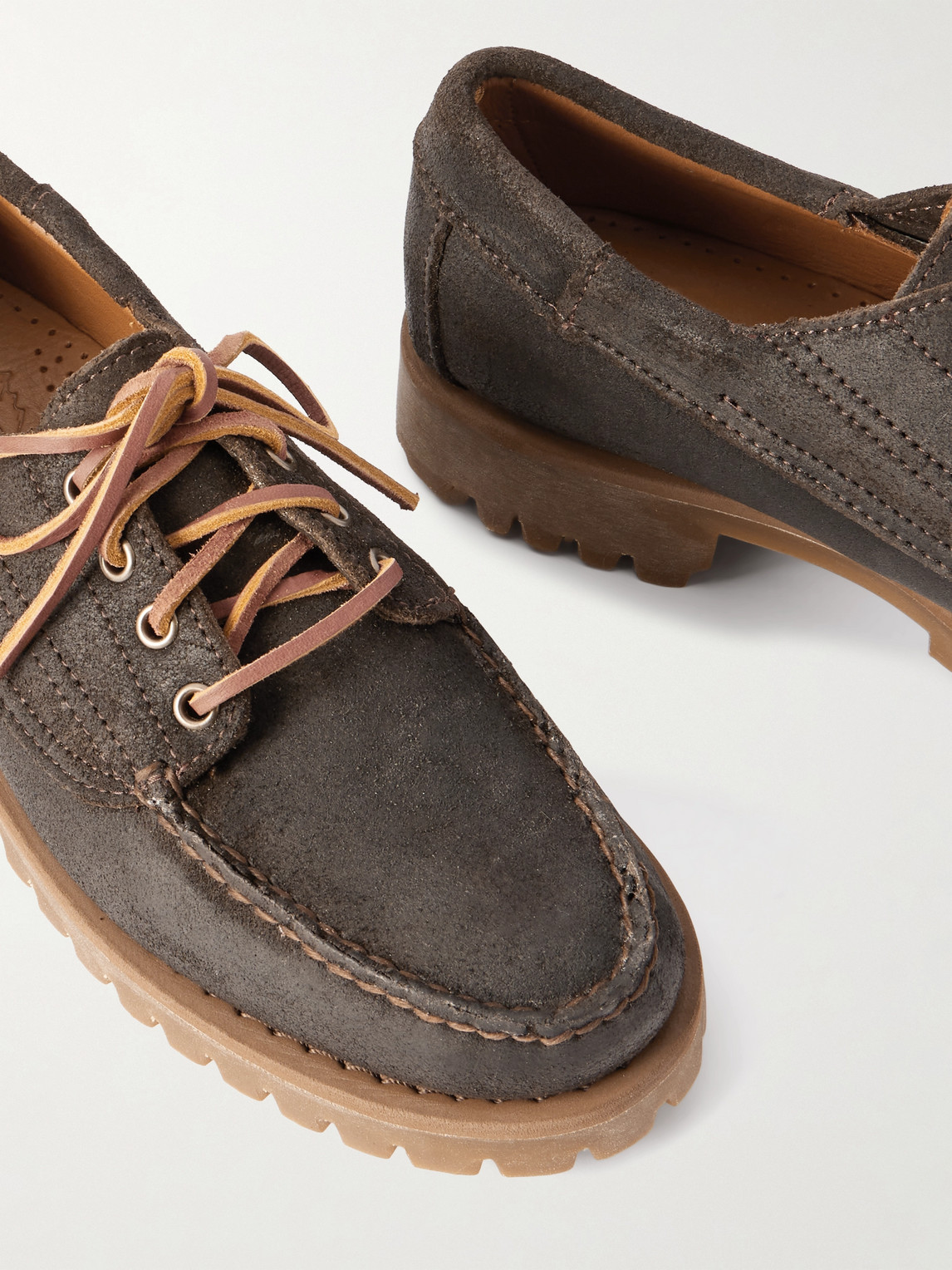 Sebago Askook Leather-trimmed Waxed-suede Boat Shoes In Brown