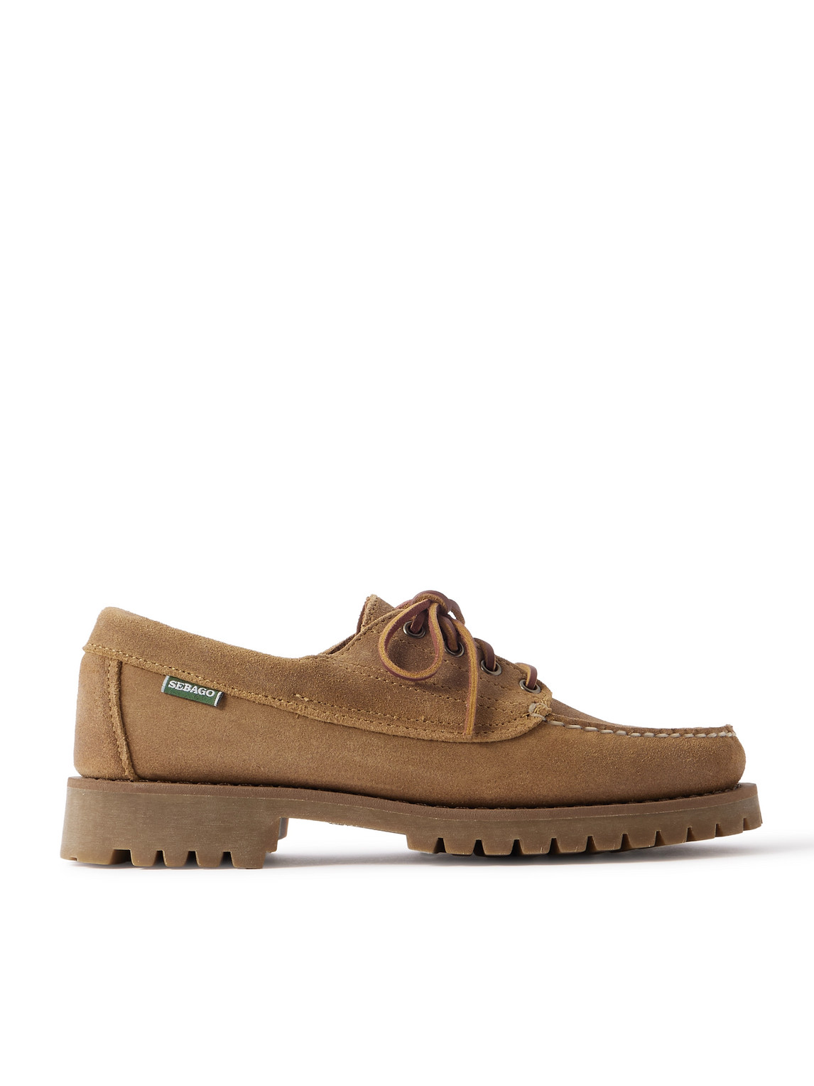 Sebago Askook Leather-trimmed Waxed-suede Boat Shoes In Brown