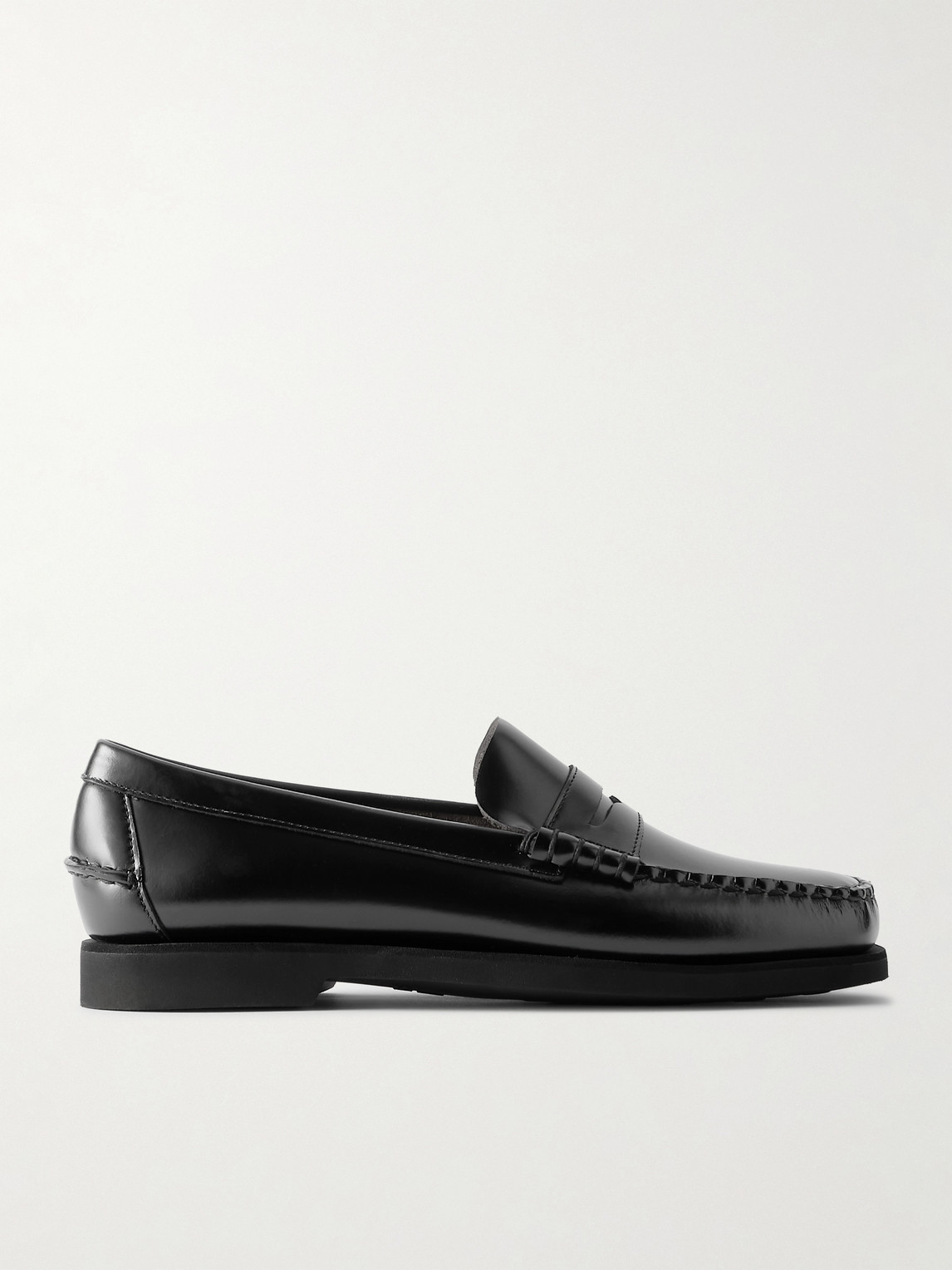 Sebago Round Toe Slip-on Moccasins With Cut-out Upper Design In Black