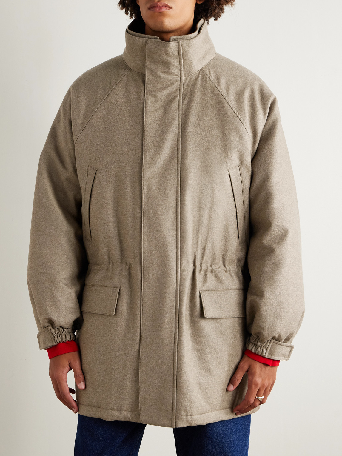 Auralee Oversized Padded Wool Coat In Brown