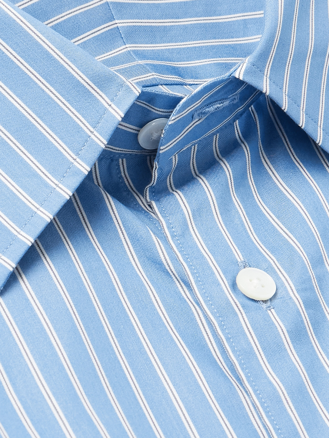 Auralee Sim-fit Striped Cotton And Silk-blend Twill Shirt In Blue