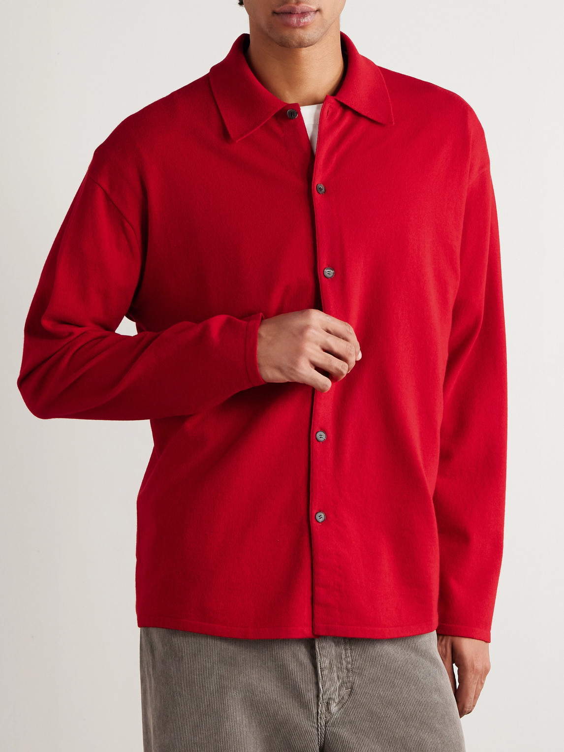 Auralee Wool Cardigan In Red