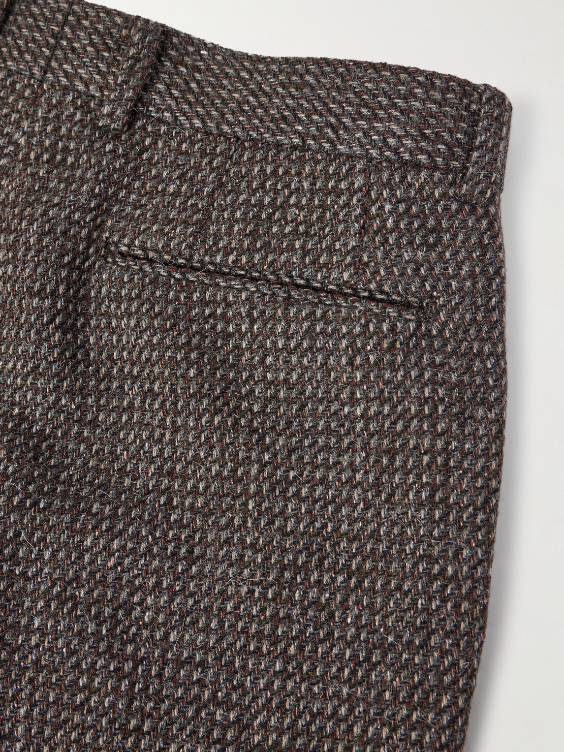 Auralee Straight-leg Wool, Alpaca And Silk-blend Tweed Trousers In Brown