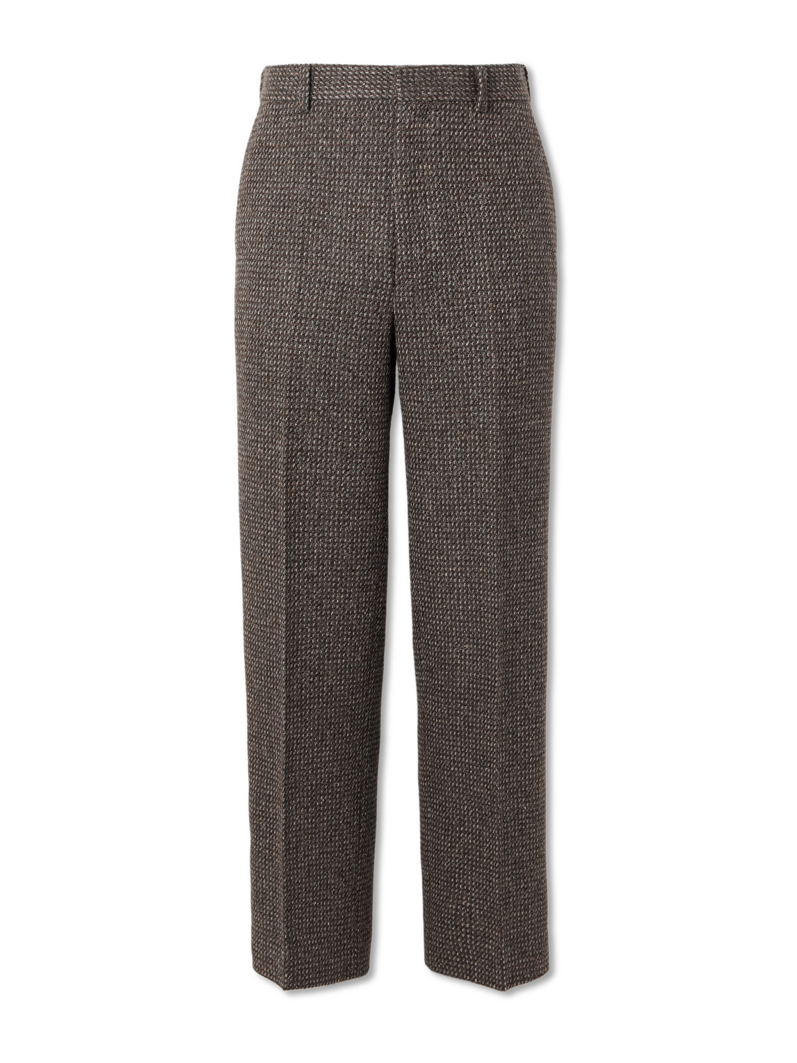 Auralee Straight-leg Wool, Alpaca And Silk-blend Tweed Trousers In Brown