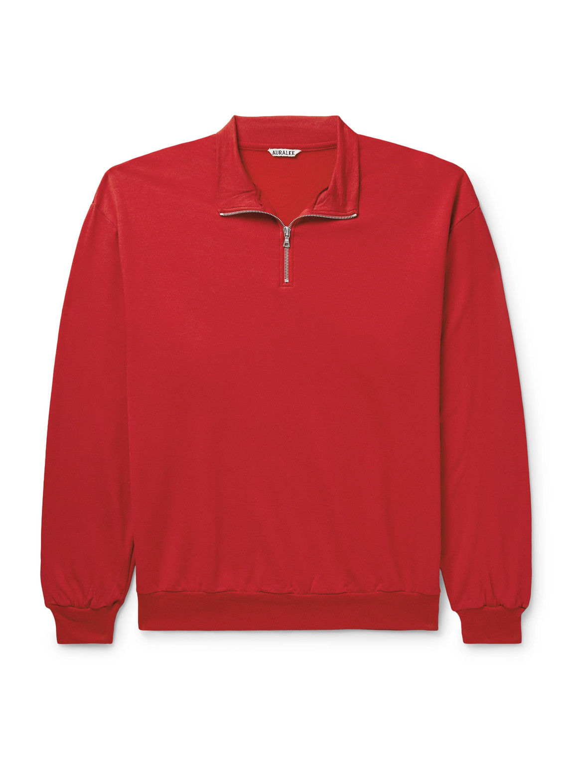 Auralee Wool-blend Jersey Half-zip Sweatshirt In Red