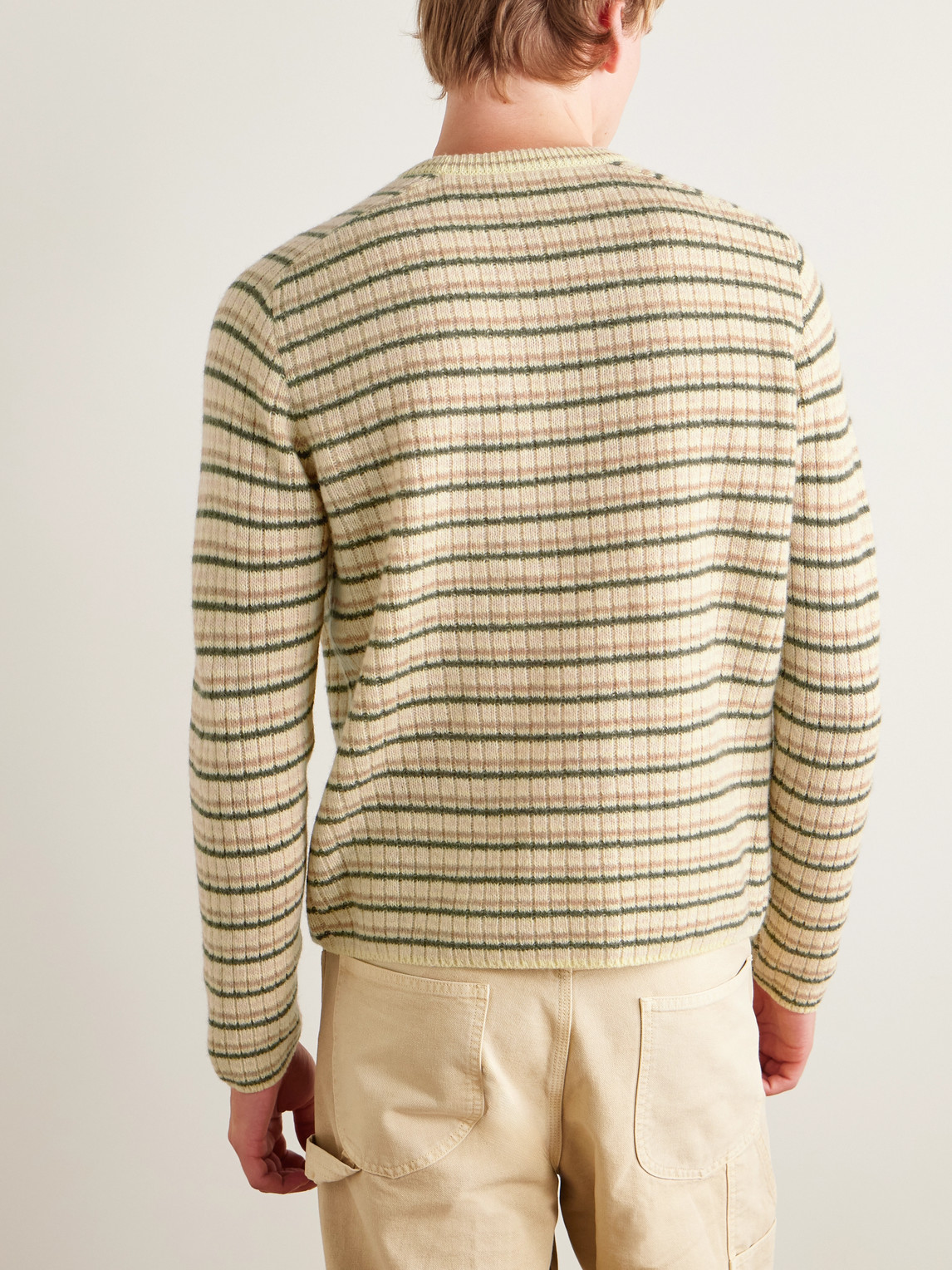 Auralee Striped Shetland Wool And Cashmere-blend Sweater In Multi